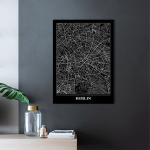 Map Berlin black | EINGERAHMTE BILDER