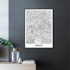 Map Berlin white | EINGERAHMTE BILDER