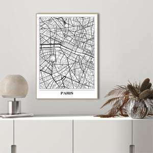 Map Paris white | EINGERAHMTE BILDER