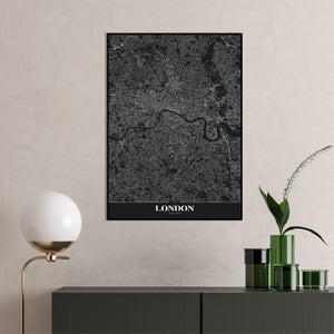 Map London black | EINGERAHMTE BILDER