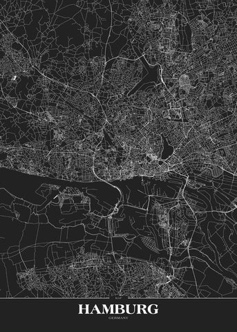 Map Hamburg black | POSTER