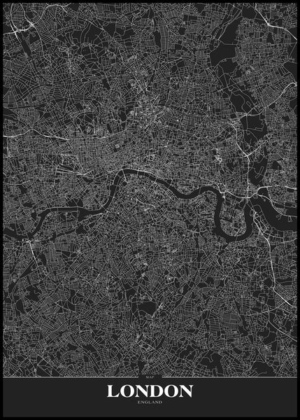 Map London black | EINGERAHMTE BILDER