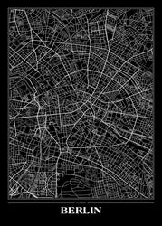 Map Berlin black | EINGERAHMTE BILDER