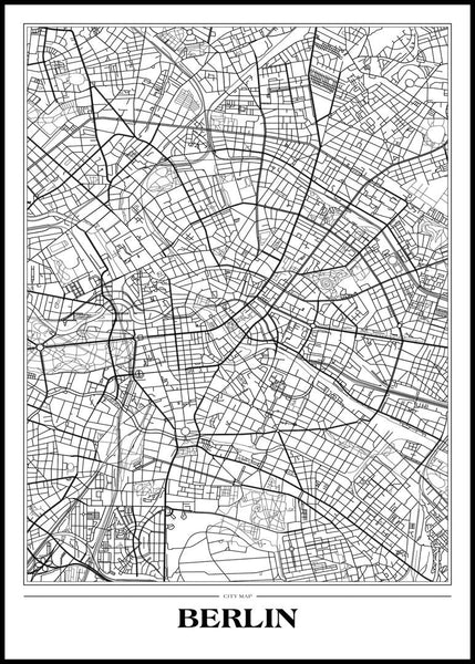 Map Berlin white | EINGERAHMTE BILDER