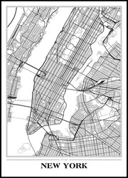 Map New York white | EINGERAHMTE BILDER