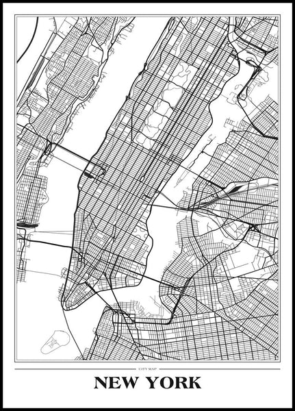 Map New York white | EINGERAHMTE BILDER