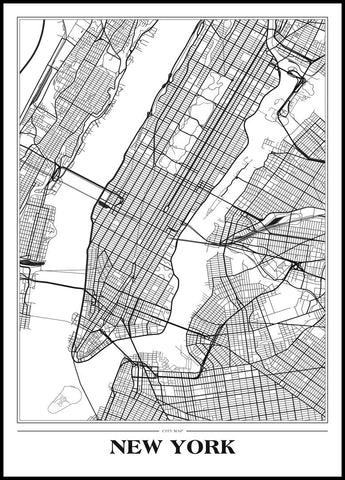 Map New York white | EINGERAHMTE BILDER