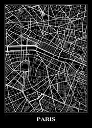 Map Paris Black | EINGERAHMTE BILDER