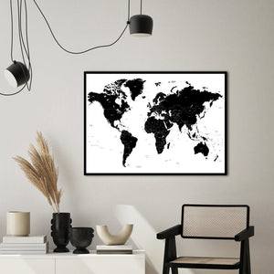 Worldmap White | EINGERAHMTE BILDER